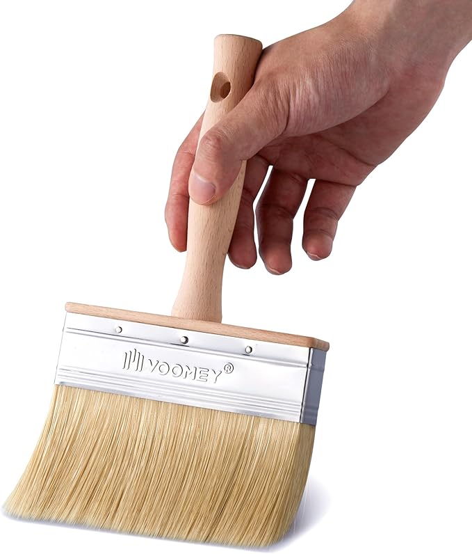 Voomey Deck Stain Brush 5 Inch, Limewash Paint Brush, Deck Stain Applicator Made of Faux Bristle Wire, Stain Brush for Wood Furniture, Wood Doors, Fences