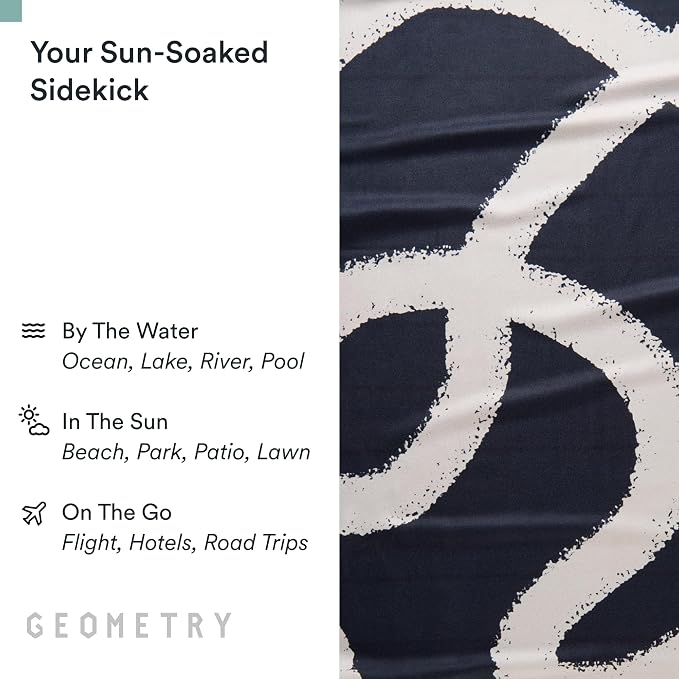 GEOMETRY Micro-Loop Beach Towel – Spring & Summer Collection – Quick-Dry, Sand-Resistant, Ultra-Absorbent Compact Towel for Beach & Travel (Wind Down)