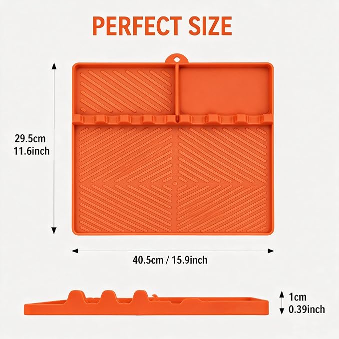Silicone Grill Side Shelf Mat for Cuisinart Venture | Heat Resistant BBQ Table Protector Non Slip Grease Drip Pad Outdoor Cooking Prep Surface Cover