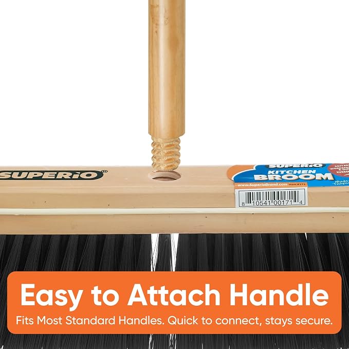 Superio Home, Kitchen Broom Head - Household Easy Sweeping Broom - Tampico/Synthetic Bristles - All Purpose
