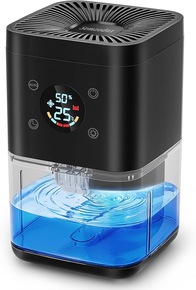 Small Dehumidifier for Bedroom – 63oz Auto Dehumidify (60/70%) & Continuous Mode, 35dB Ultra Quiet for Bathroom Apartment Home Closet RV, Portable Auto Defrost & Auto Shut-Off, 7-Color & Timer, Black