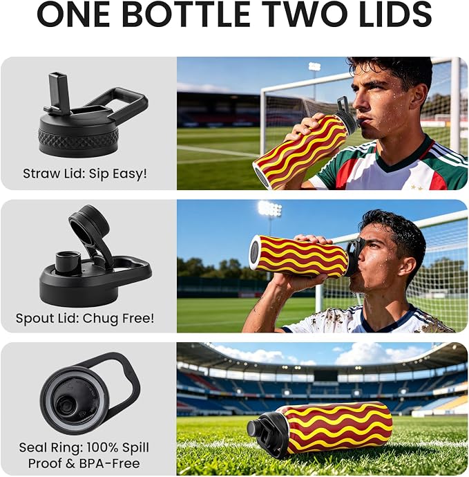 RAYMYLO 2026 Soccer Biggest Event Edition Insulated Water Bottle 40 oz, Nation Flag Design, Best Souvenir & Gift for World Soccer Lover, Vacuum Stainless Steel (Cold for 36Hrs), Leak Proof & Non-BPA