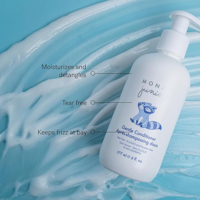 MONAT Junior Gentle 3-in-1 Hair Care System - Shampoo, Conditioner, Detangler for Children (8 fl. oz./6 fl. oz.)