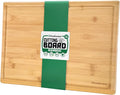 Bamboo Cutting Boards for Kitchen with Juice Groove [Extra-Large] Wood Cutting Board for Chopping Meat, Vegetables, Fruits, Cheese, Knife Friendly Serving Tray with Handles, 18 x 12.5 Inch
