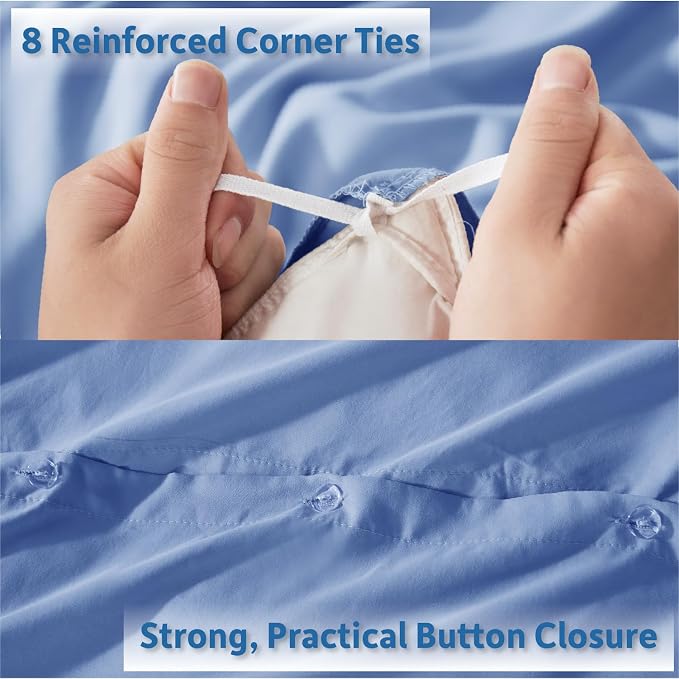 Nestl Calm Blue Duvet Cover King Size - Soft Double Brushed King Duvet Cover Set, 3 Piece, with Button Closure, 1 Duvet Cover 104x90 inches and 2 Pillow Shams