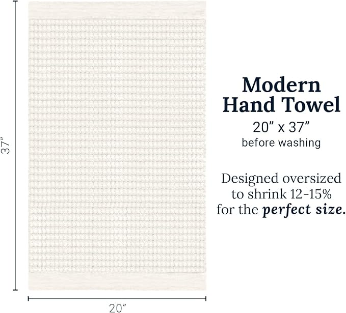 GILDEN TREE Waffle Hand Towels for Bathroom Quick Dry Large Luxury Lint Free Super Absorbent Cotton Hand Towels Set of 2, Modern Style (Cream)
