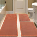 IM HOME Waffle Bath Mat Set 3 Piece Burnt Orange,Woven Modern Bath Rug Mats, Absorbent Non Slip Bath Floor Mat, Soft Washable Boho Bath Rugs with Tassels for Bathroom, Bedroom, Kitchen, Tub