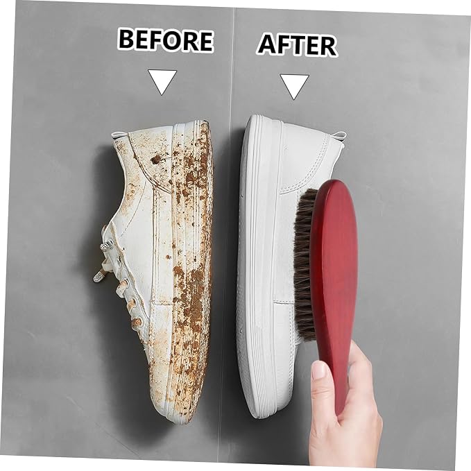 NOLITOY 4pcs Shoe Cleaner Brush Handle Horsehair and Cleaning Tool for Shoes Double-Sided Design for Polishing and Dust Removal