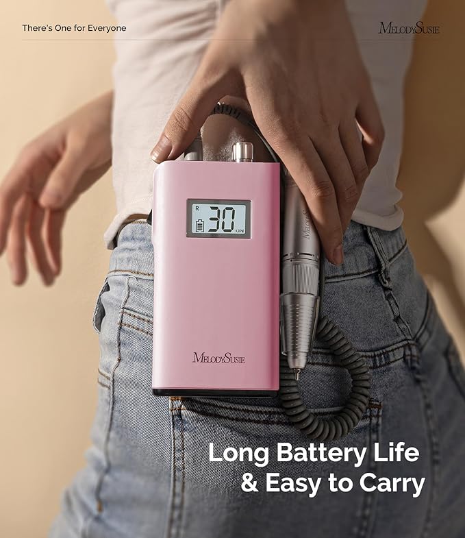 MelodySusie Entry-Level Clip-On Rechargeable Nail Drill, Scamander(SC320H) 30000RPM Popular Classic E-File with LCD Display for Manicure Shaping & Gel Removal, Perfect for Nail Art Training & Home Use
