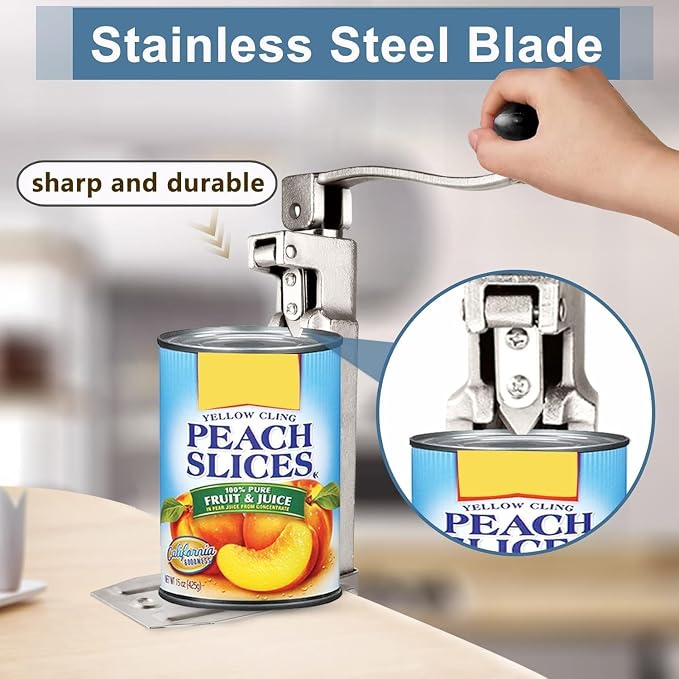 Commercial Manual Counter-Mounted Can Opener Heavy Duty for #10 Cans | Industrial Can Opener for Big Cans Up to 11" – Stainless Steel Blade & Base – Compatible with 11100–Restaurant & Home Kitchen