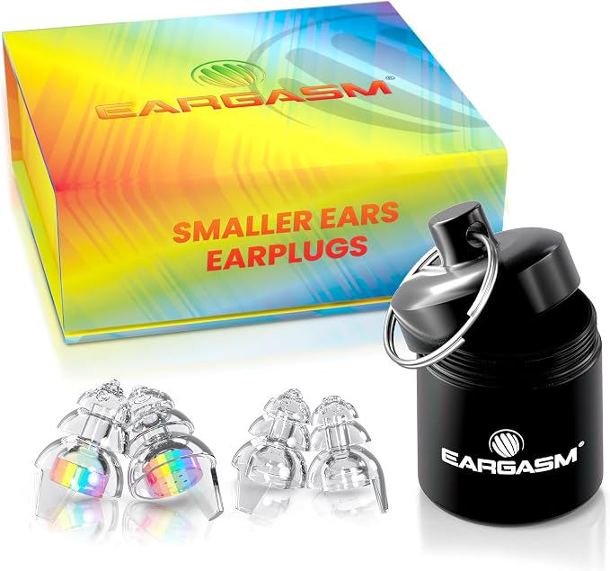 Eargasm Smaller Ears Rainbow Earplugs for Concerts, Festivals, Musicians, Night-Life, Motorcycle Hearing Protection - Reusable Ear Plugs for Small Ear Canals, High Fidelity Noise Reduction up to 21 dB