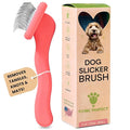 Slicker Brush for Dogs - Long Pin for Poodles, Doodles & Long Haired Dogs, Deshedding & Dematting Tool, Slicker Dog Brushes for Grooming (Coral, Flat Small)