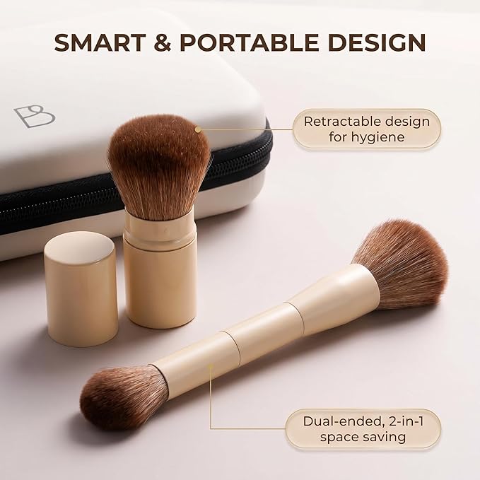 Professional Makeup Brushes BS-MALL With Travel Case - Kabuki Brush Eyeshadow Brush, Concealer Brush, Blush Brush Bronzer & Foundation 20 Pcs, Labeled Daily Use Gift Box Aluminum Ferrules (Beige)