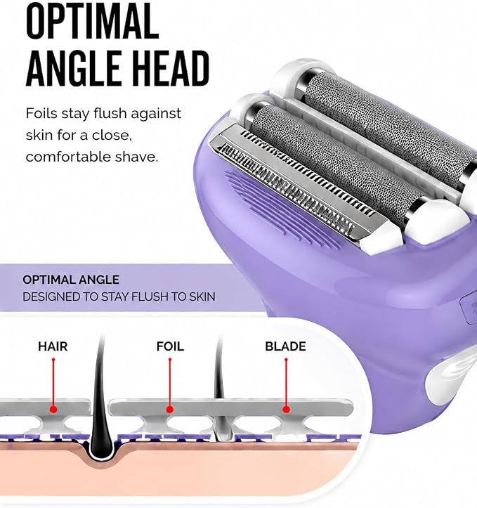 Remington Smooth & Silky Electric Shaver for Women, 4-Blade Smooth Glide Foil Shaver and Bikini Trimmer with Almond Oil Strip, Shave Wet or Dry