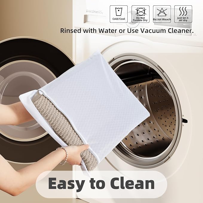 TYUU Small Bathroom Rugs, Non Slip Washable Bath Rugs Super Absorbent Bathroom Rug Thin Quick Dry Low Pile Bath Mats, Beige 12"x12"