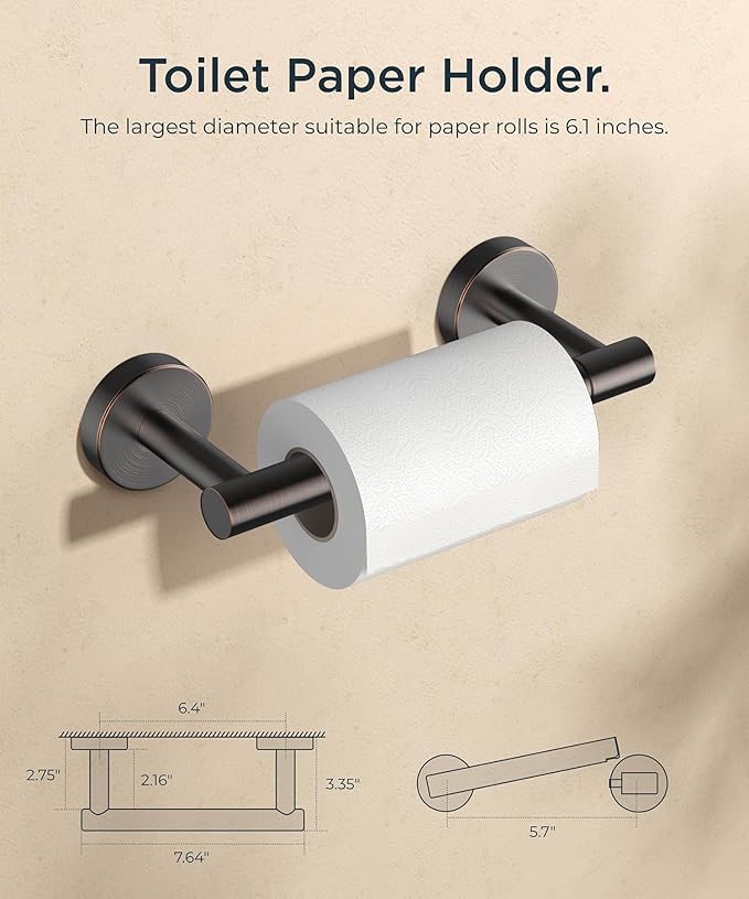 FORIOUS Toilet Paper Holder Wall Mount, Stainless Steel Rustproof Double Post Pivoting Tissue Roll Holder for Bathroom, Commercial Toilet Paper Dispenser, Oil Rubbed Bronze