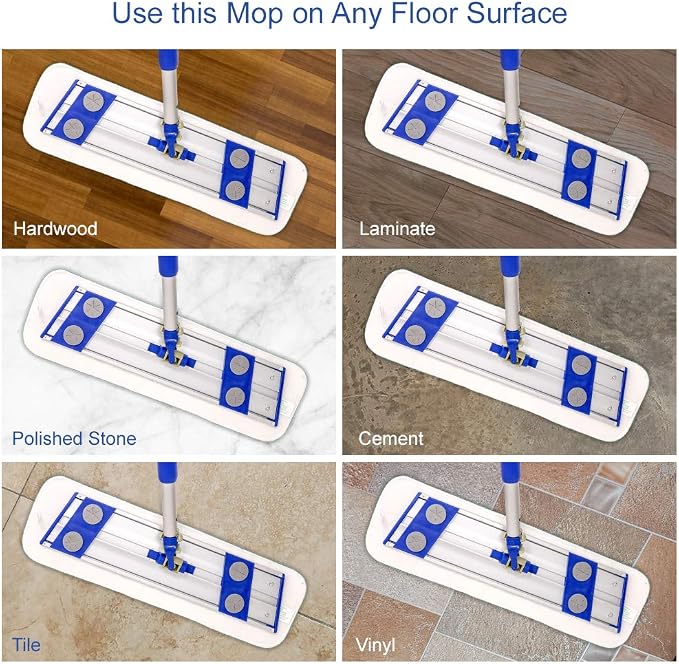 Arkwright Spray Mop Replacement Pads - (Case of 120) Bulk Microfiber Flat Dry and Wet Refill Mop Pads Floor Cleaning, Compatible with Bona and Rubbermaid, Fits All Mop Heads, 24 in, Blue