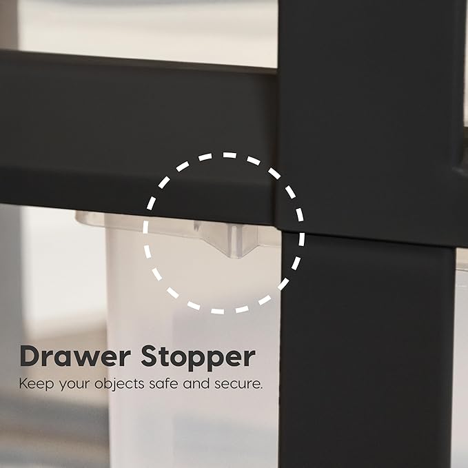 IRIS USA Craft Plastic Organizers and Storage, Rolling Storage Cart for Classroom Supplies, Storage Organizer for Art Supplies, Drawer Top Organizer for Small Parts, 6 Drawer, Black/Pearl