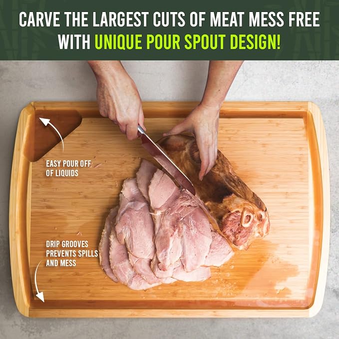 GREENER CHEF 36 x 24 Inch Extra Large Bamboo Cutting Board with Lifetime Replacements – 4XL Butcher Block, Oversized Carving & Charcuterie Board, Stovetop Cover for Kitchen Counter Space