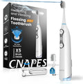 Electric Toothbrush with Water Flosser, 3-in-1 Sonic Brush & Oral Irrigator Combo for Adults, Cordless Brush & Floss System with 5 Brush Heads, 3 Modes, 30-Day Battery, for Braces & Sensitive Gums