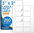 3" X 2" Matte White Printable Shipping Labels (250 Sheets, 2500 Stickers) Mailing and Address Labels, Product Packaging Stickers for Laser & Inkjet Printers - Spartan Industrial Template R011