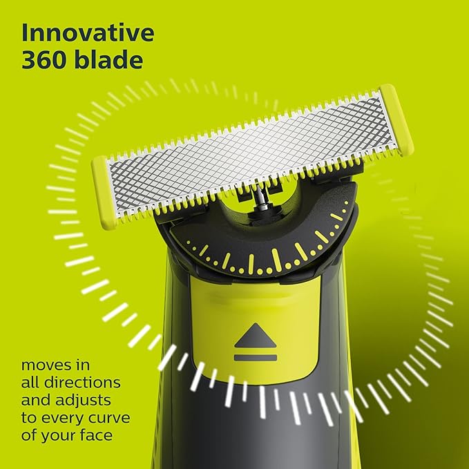 Philips Norelco OneBlade 360 Replacement Blades, for OneBlade Electric Shaver and Trimmer, Durable Stainless Steel, Trim, Edge and Shave, 2 pack, QP420/80