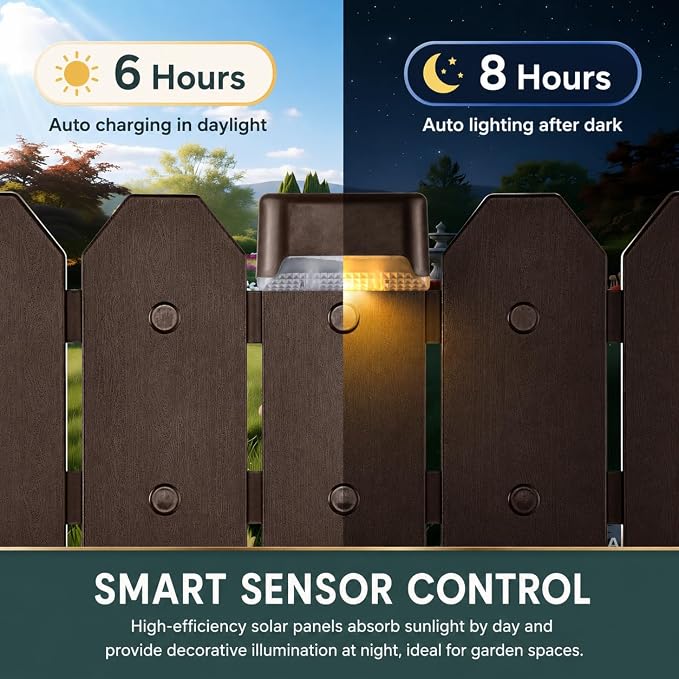 Garden Border Edging: Wooden Grain Fence Dog Ear Design with Solar Lights- Landscaping Fence Liner Lawn Edge Barrier - Decorative Lawn Landscape Panels Elements -Landscaping Edging, 21 ft.