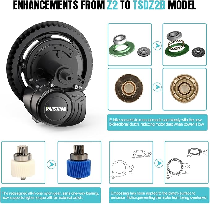 TSDZ2B 48V 500W Mid Drive Kit with EKD01 Display and Ebike Battery | Tong-sheng Electric Bike Conversion Kit for 68-73mm Bottom Bracket, Speed and Torque Sensored E-Bike Motor