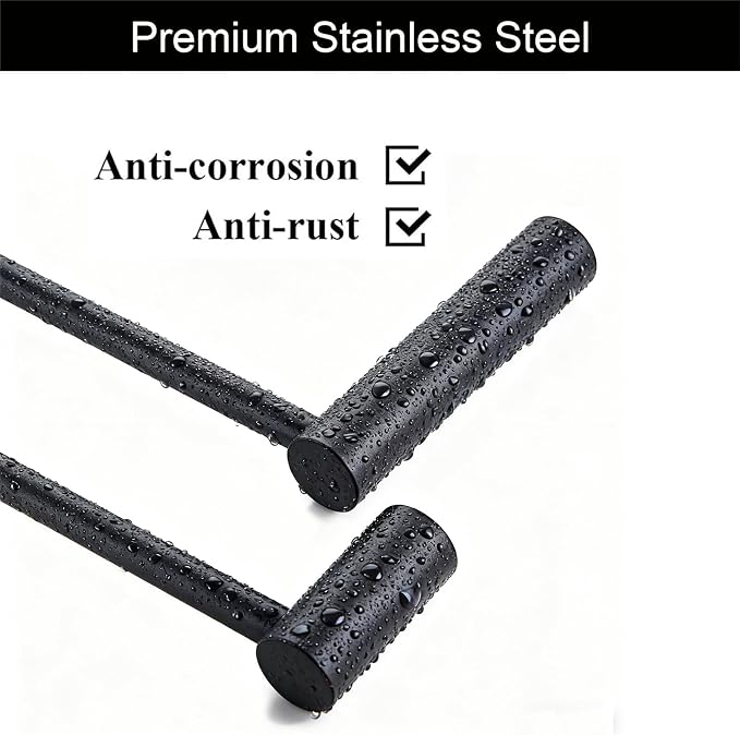 Towel Racks for Bathroom, NEWRAIN 30 inch Double Bath Towel Bar Wall Mounted, Stainless Steel Kitchen Towel Holder, Matte Black Towel Rod Towel Rail Hange