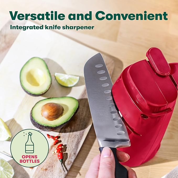 bella Electric Can Opener and Knife Sharpener, Red
