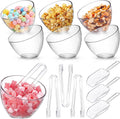 6 Pcs 25 oz Clear Plastic Serving Bowls with 3 Tongs and 3 Scoops Reusable Angled Candy Bar Containers for Candy Buffet Station Party Supplies Weddings Birthday Dessert Snack Bowl