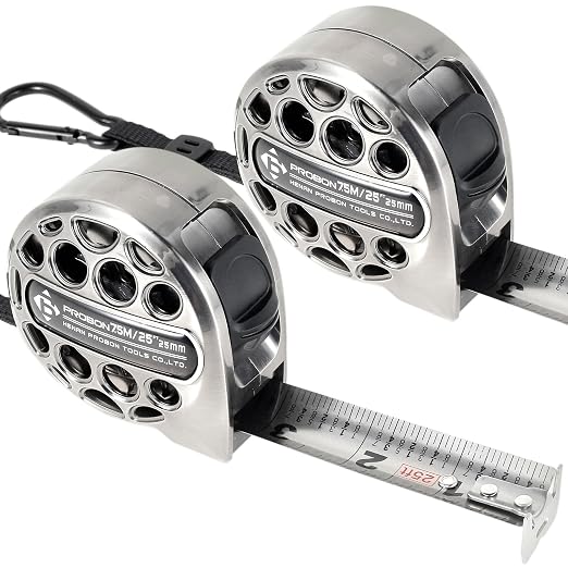 2 Pcs 25 Ft Tape Measure, Stainless Steel Double Sided Scale Retractable Measuring Tape, Anti Fall Wear Resistant Metric Ruler, Hollow Design, Self Lock