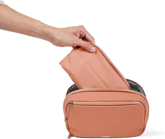 orbitkey 2-in-1 Tech Accessory Pouch with Detachable Slim Sleeve – Travel Electronics Organizer for Cables, Chargers, Earbuds, Power Bank – Compact Gadget Bag & Portable Tech Storage Case (Rose)