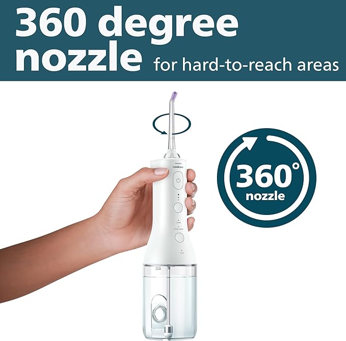 Philips Sonicare Cordless Power Flosser 3000 + 2 Additional Nozzles (4 Total) White, HX3827/21