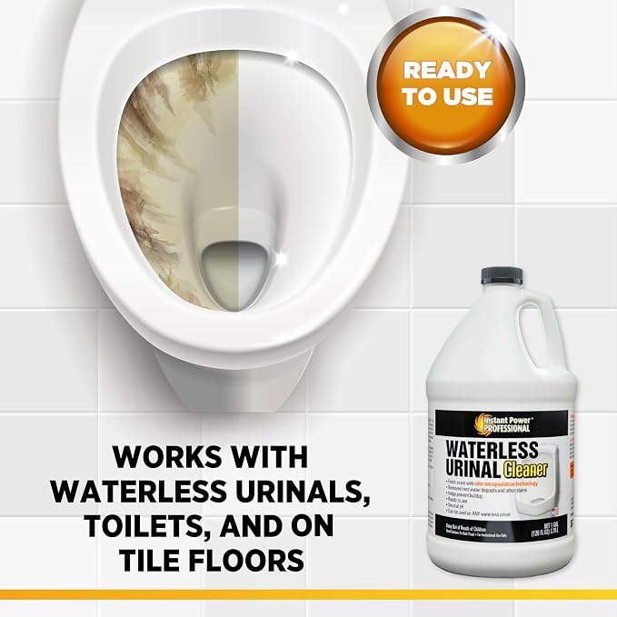 Instant Power Professional Waterless Urinal Cleaner - Urine Remover for Stains and Odors, Urine Deordorizer, Bathroom Cleaning Supplies - 1 Gallon