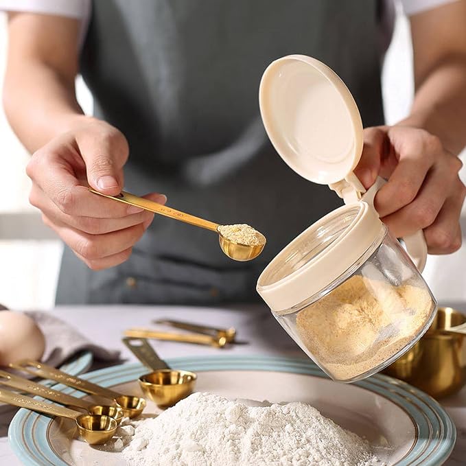Gold Measuring Cups with Stainless Steel Construction, Gold Measuring Spoons with Sleek Appearance, 18 Piece Tool Set for Baking Cooking Kitchen Use