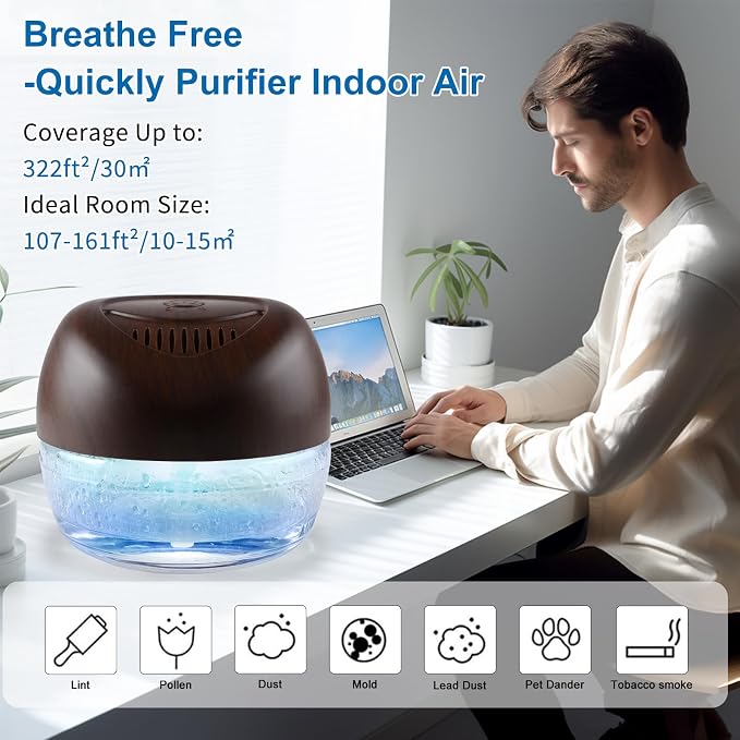 Purifier Air Washer, Air Fresher Aroma Diffuser for Home, Office, Air Purifier with Night Light (Brown)