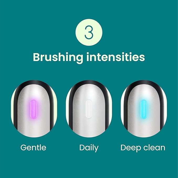 Quip Rev Oscillating Rechargeable Electric Toothbrush with Extra Brush Head - Soft Bristles, Pressure Sensor, 3 Intensities, 30-Day Battery Life, 2-Min Timer, Travel Case, Mirror Mount - Blue Stone