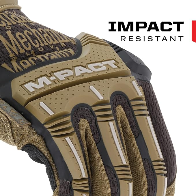 Mechanix Wear: M-Pact Work Gloves with Secure Fit, Work Gloves with Impact Protection and Vibration Absorption, Safety Gloves for Men (Brown, XX-Large)