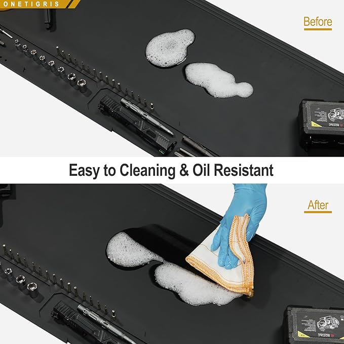 OneTigris Gun Clean Mat Magnectic for Table, Extra Large 48"x16" Anti-Slip Rubberized Repair Mat for Gun Parts, Protects Work Surface from Solvents and Oils