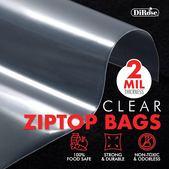 Reclosable Clear Plastic Zip Bags - By DiRose | Resealable, Strong, Thick, Sturdy | For Organizing, Travel, Shipping, Packaging, and Storage | Bulk | 5x7 | 1000 Pack