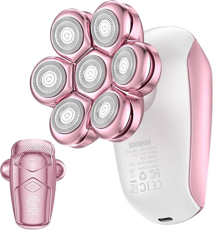 SHPAVVER Electric Razors for Women Legs: Rechargeable Electric Shavers for Body - Waterproof Wet Dry Hair Remover for Lady Face Underarms Public (Glossy Pink)
