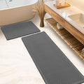 IM HOME Waffle Bath Mat Set 2 Piece Grey, Woven Modern Bath Rug Mats, Absorbent Non Slip Bath Floor Mat, Soft Washable Boho Bath Rugs with Tassels for Bathroom, Bedroom, Kitchen,Tub