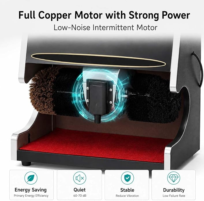 Electric Automatic Shoe Polisher Cleaner 80W | Automatic Shoe Polishing Machine Featuring Sensor, Oil Reservoir, Stainless Steel Design for Home and Hotels