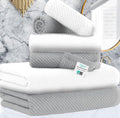 VOOVA & MOVAS 6PC Towel Set, 100% Cotton, Grey White | 2 Large Bath Towels 30x56 In, 2 Hand Towels 18x28 In, 2 Washcloths 13x13 In, Soft, Quick Dry, Bathroom Essentials