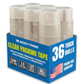 Grizzly Power Clear Packing Tape (36 Rolls) | Heavy Duty Packing Tape (2 Inch x 65 Yards), 3 Inch Core | 2.8mil Thick Strong Adhesive for Moving Boxes, Shipping Cartons, Office Use, Storage & Wrapping