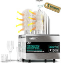 WantJoin Commercial Wine Glass Polisher Machine, 330 Cups/Hour 1300W Automatic Dryer with 5 Brushes, 304 Stainless Steel & Soft Cotton Brushes for Bar Restaurant Kitchen