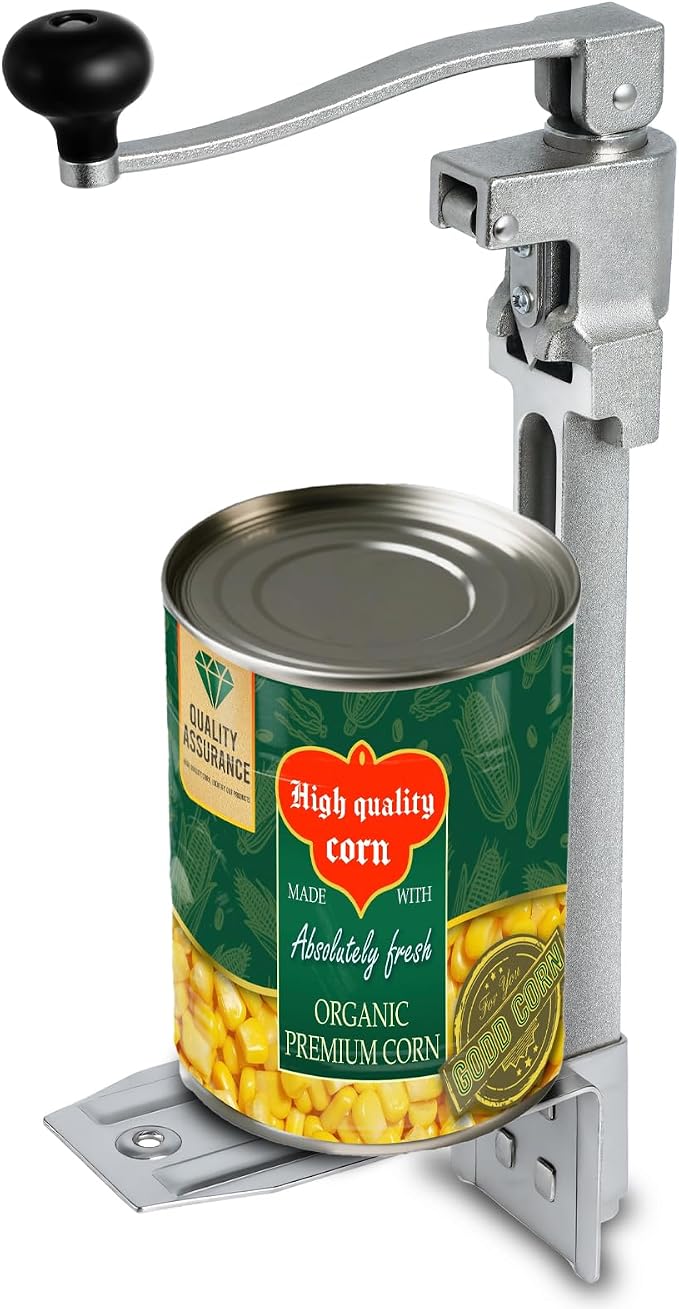 Commercial Can Opener Heavy Duty, 20" Stainless Steel Table Mounted Opener for #10 Cans up to 11" Tall, Professional Industrial Kitchen Tool with Cast Steel Base and Stainless Blade