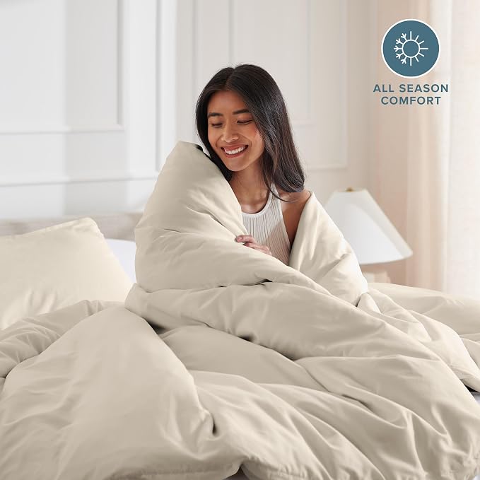 Bare Home Bedding Duvet Cover King Size - Premium 1800 Super Soft Collection - Lightweight, Cooling - Soft Breathable Bedding Duvet Cover (King, Sand)