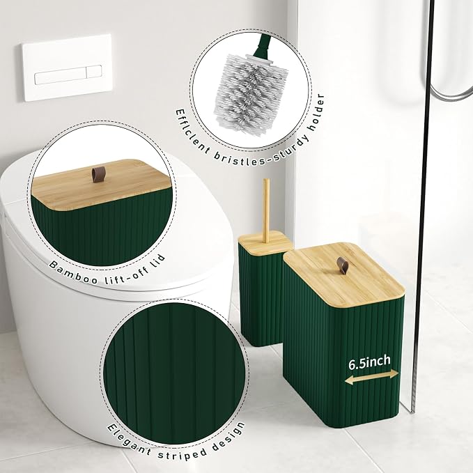 Bathroom Accessory Set - Green Bathroom Set, 12PC Bathroom Accessories Set, Green Bathroom Accessories Set, Mini Trash Can, Toilet Brush, Trash Can & Soap Dispenser